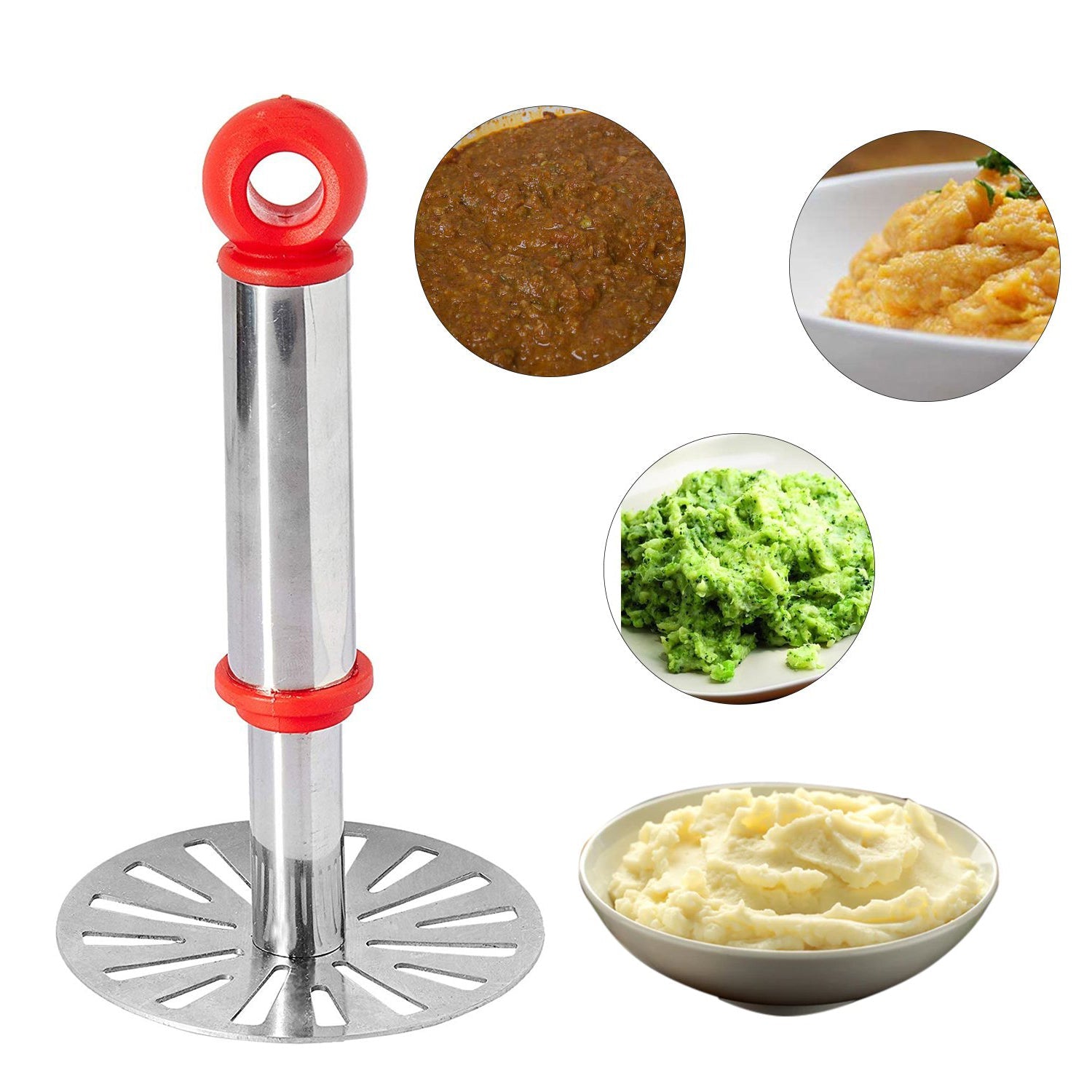 8123 Ganesh Potato/Pav Bhaji Masher with Plastic Handle, Silver & Plastic - Oval Pav Masher, Potato 1-Piece, Smasher Handle, Multicolor DeoDap 8123 Ganesh Potato/Pav Bhaji Masher with Plastic Handle, Silver & Plastic - Oval Pav Masher, Potato 1-Piece, Smasher Handle, Multicolor DeoDap